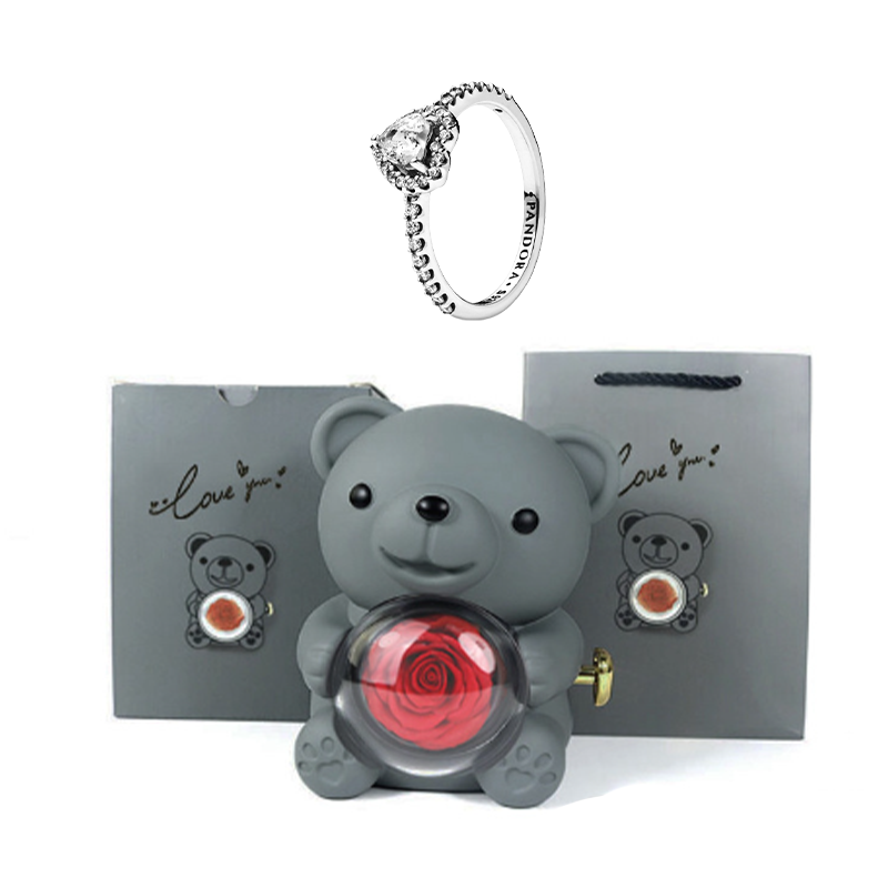 Collier et bague customisable Amour infini dans son écrin ourson