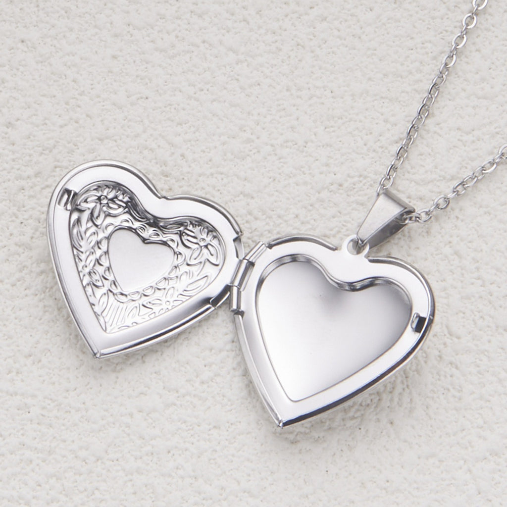 Collier Femme Cœur Personnalisé avec Boîte Album Photo – Acier Inoxydable Doré