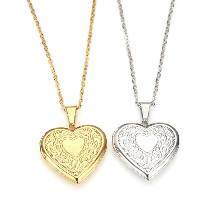 Collier Femme Cœur Personnalisé avec Boîte Album Photo – Acier Inoxydable Doré