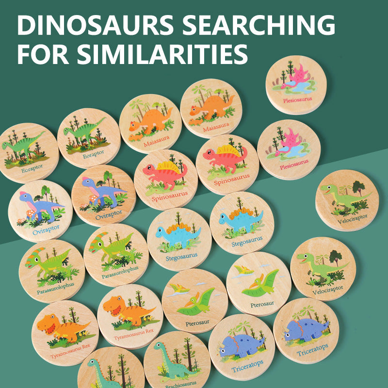 Jeu de Mémoire Dinosaures en Bois – Jeu Éducatif de Concentration et Observation pour Enfants