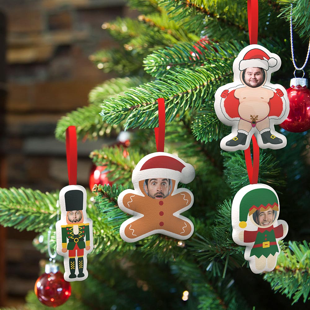 Décoration de Noël Personnalisée avec Visage – Boule & Suspensions Père Noël et Lutin | Ornement Sapin Unique