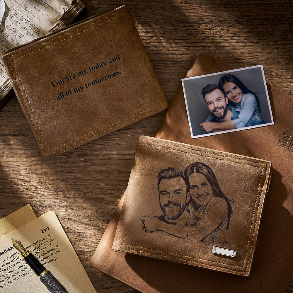 Portefeuille Homme Personnalisé avec Photo Gravée – Cadeau Commémoratif et fête des pères