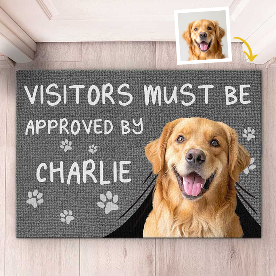 Paillasson Personnalisé avec Photo – Visitors Must Be Approved By This Dog/Cat | Décoration Maison Originale