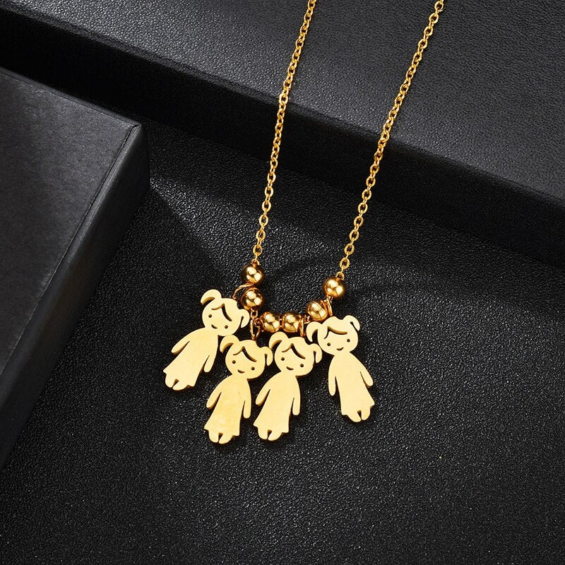 Collier Personnalisé Enfant Fille ou Garçon | Pendentif Acier Inoxydable Gravé Prénom & Date | Bijou Famille Unique