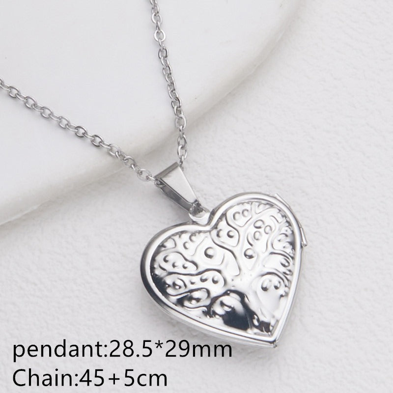 Collier Femme Cœur Personnalisé avec Boîte Album Photo – Acier Inoxydable Doré