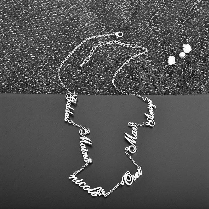Collier Prénom Personnalisé – Pendentif Lettres en Acier Inoxydable, Bijou Femme avec Plusieurs Noms