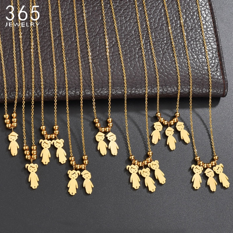 Collier Personnalisé Enfant Fille ou Garçon | Pendentif Acier Inoxydable Gravé Prénom & Date | Bijou Famille Unique