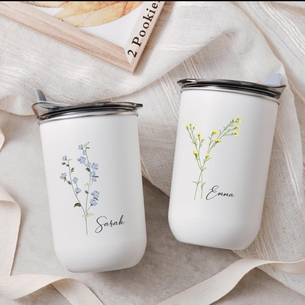 Verre Personnalisé avec Couverture Florale | Cadeau Élégant et Unique