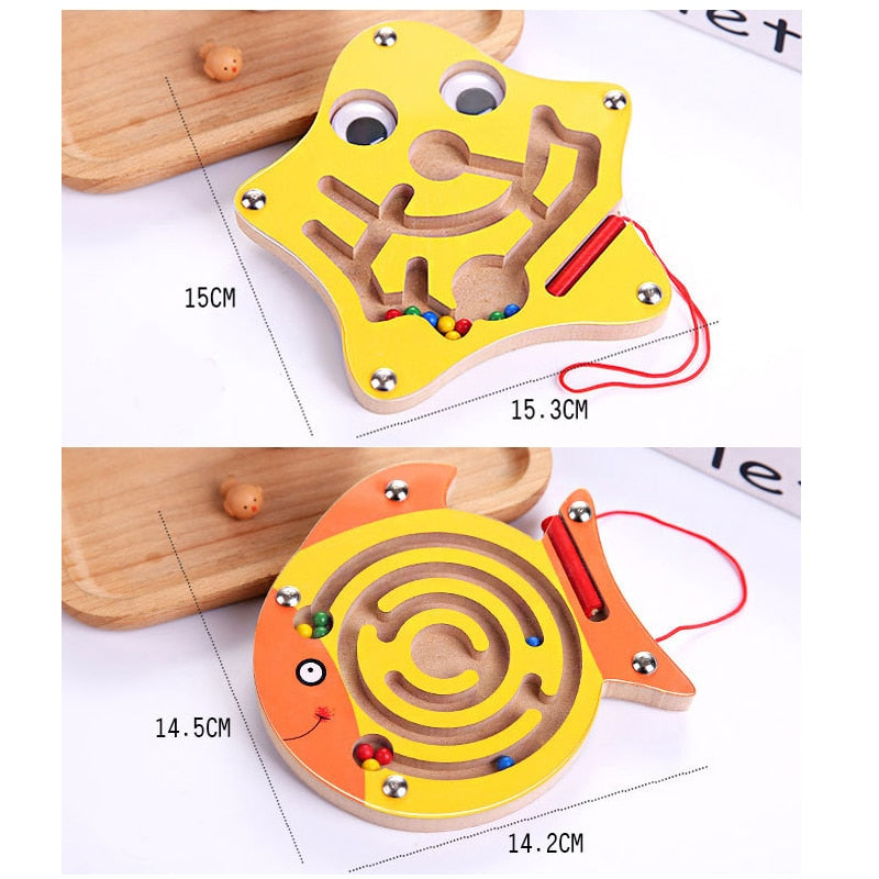Jouet Montessori Labyrinthe Magnétique – Puzzle Éducatif en Bois adapté pour Enfants TDAH, Dys et Autistes, Jeu de Logique et Développement Cognitif