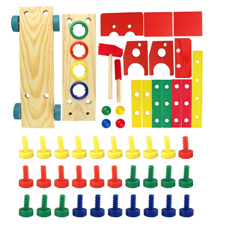 Jeux de construction en Bois Montessori – Jouet Éducatif Multifonction adapté pour Enfant TDAH, Dys et Autistes