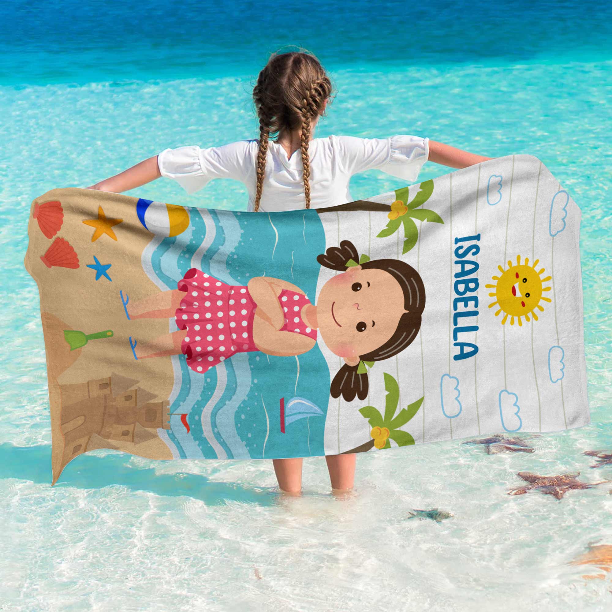 Serviette de Plage Personnalisée Enfant – Cadeau Vacances Piscine & Mer