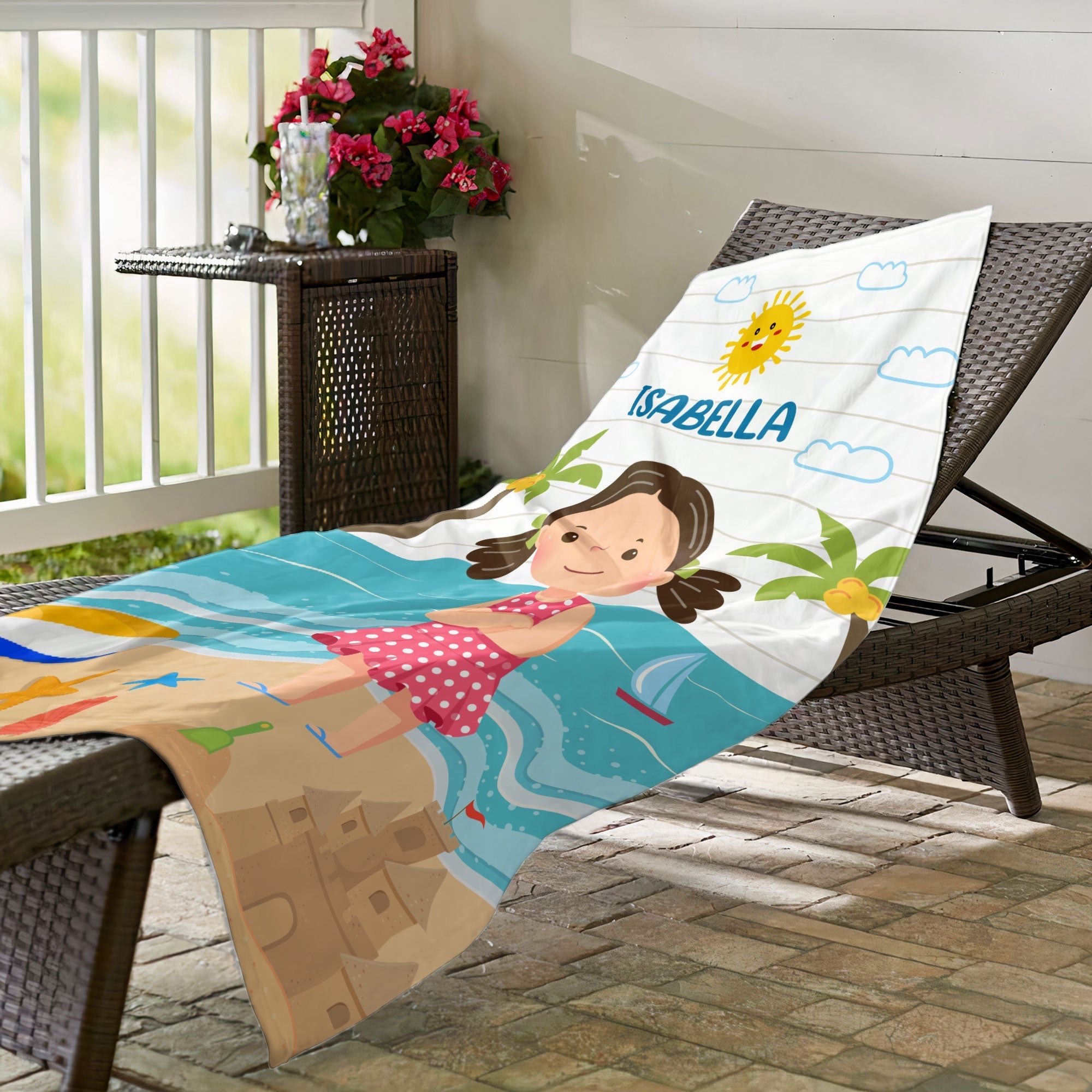 Serviette de Plage Personnalisée Enfant – Cadeau Vacances Piscine & Mer