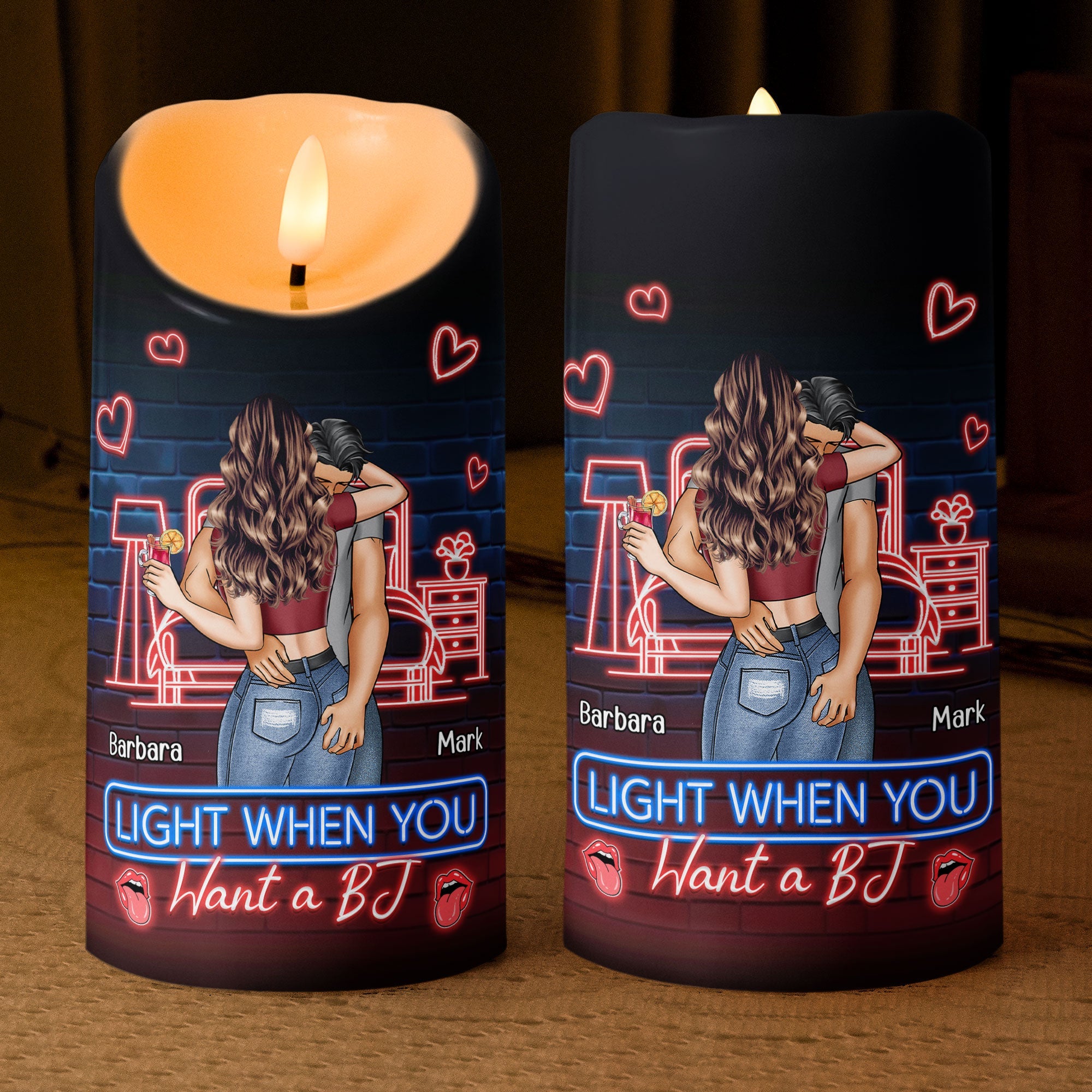 Bougie LED Personnalisée Humour – Cadeau Coquin & Romantique pour Couple