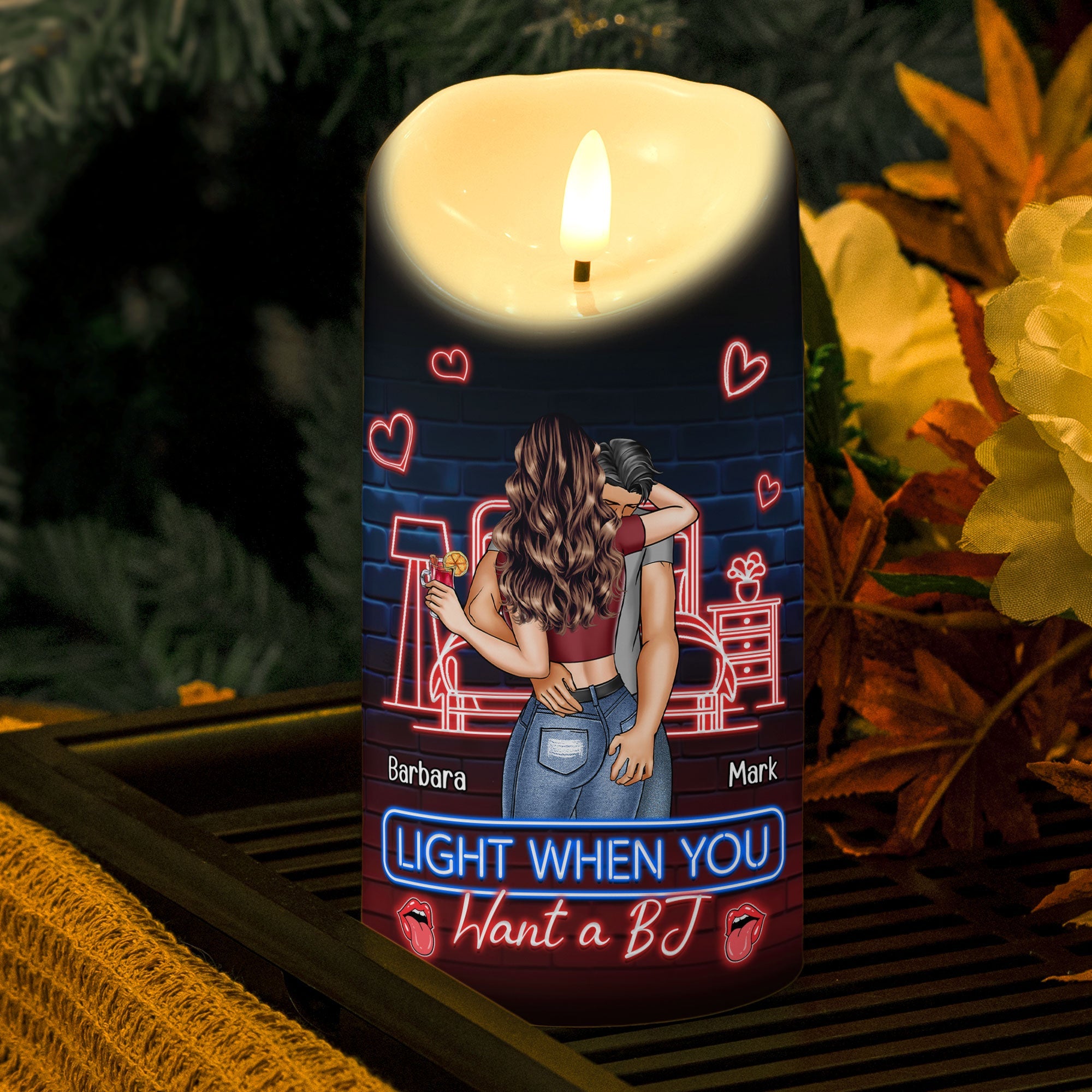 Bougie LED Personnalisée Humour – Cadeau Coquin & Romantique pour Couple