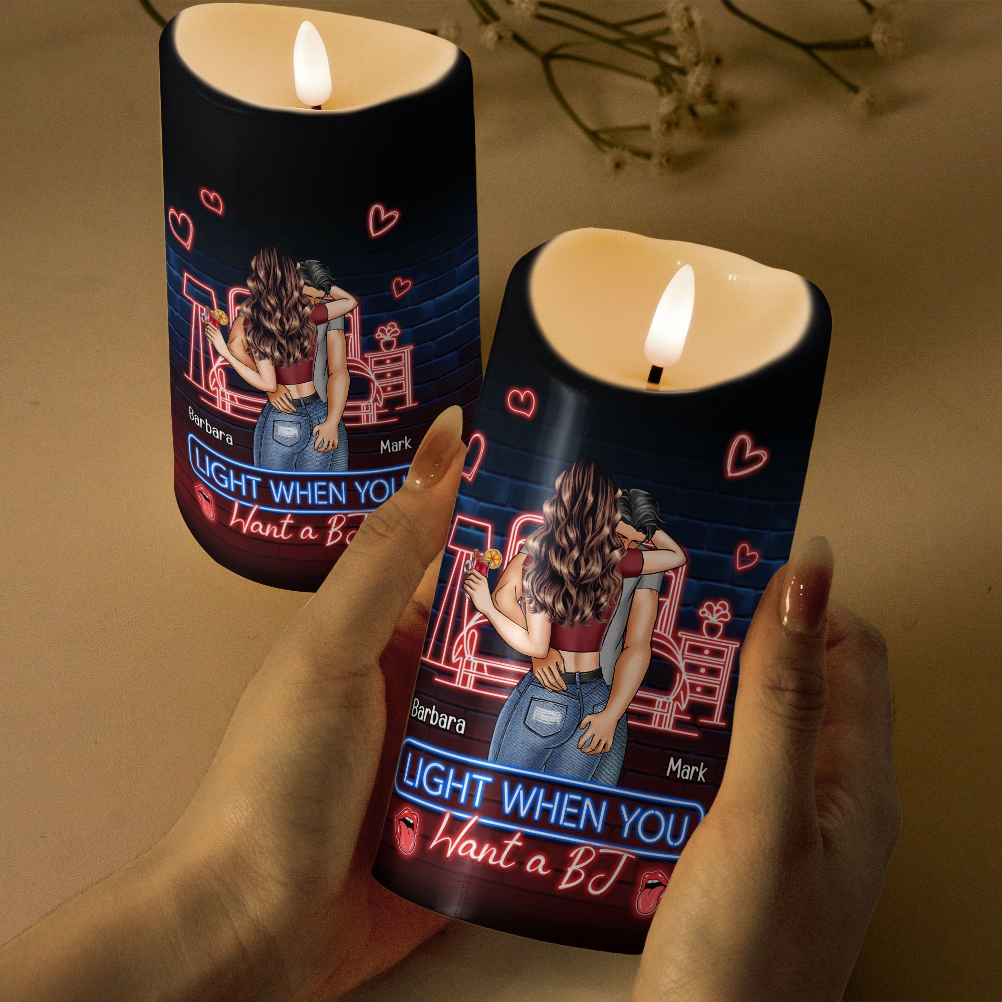 Bougie LED Personnalisée Humour – Cadeau Coquin & Romantique pour Couple