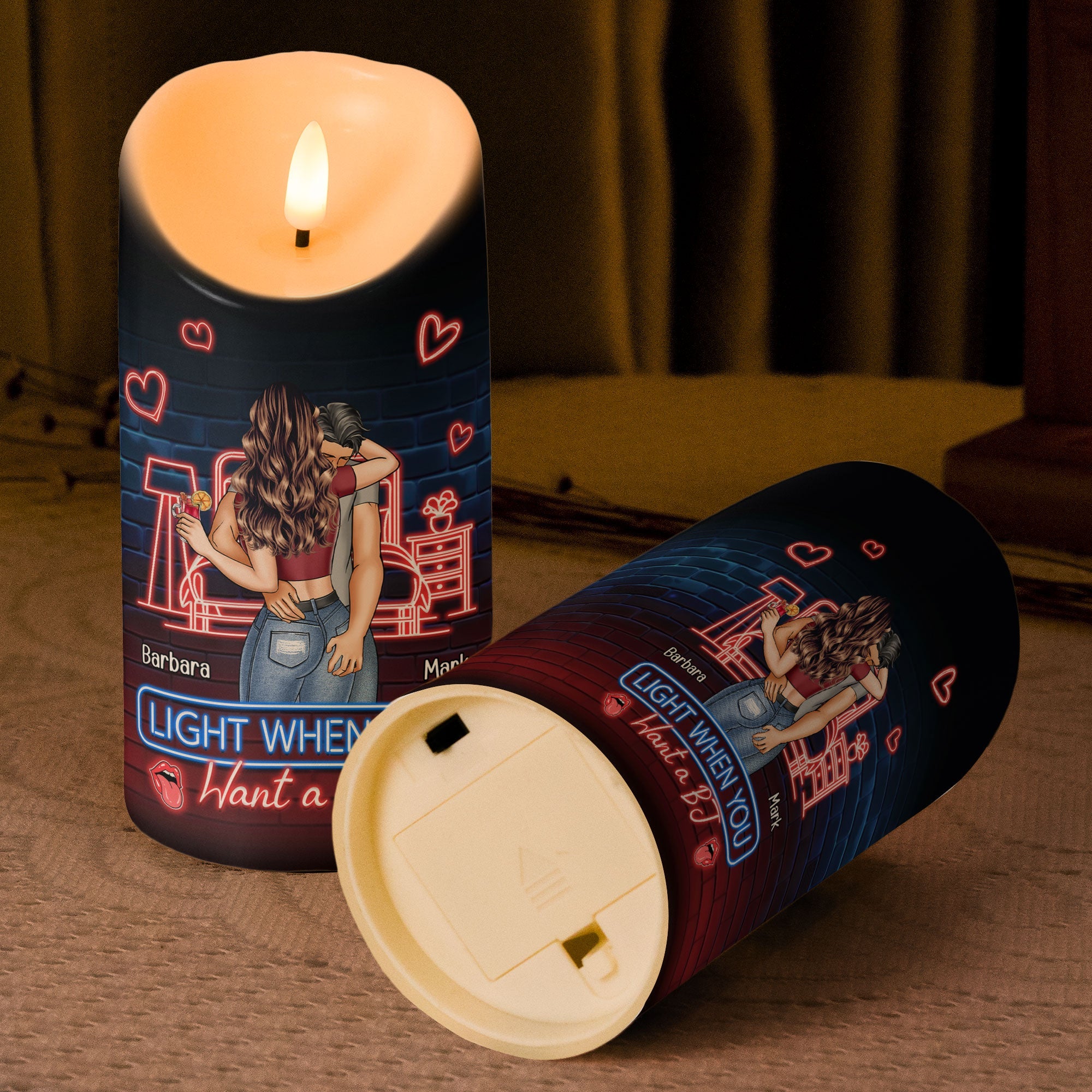 Bougie LED Personnalisée Humour – Cadeau Coquin & Romantique pour Couple