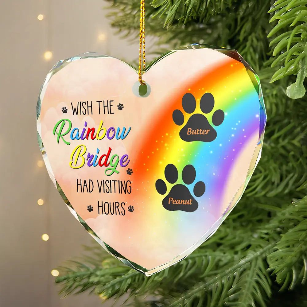 Ornement Commémoratif Personnalisé Chien & Chat – A Piece Of My Heart Is At The Rainbow Bridge | Cœur en Verre