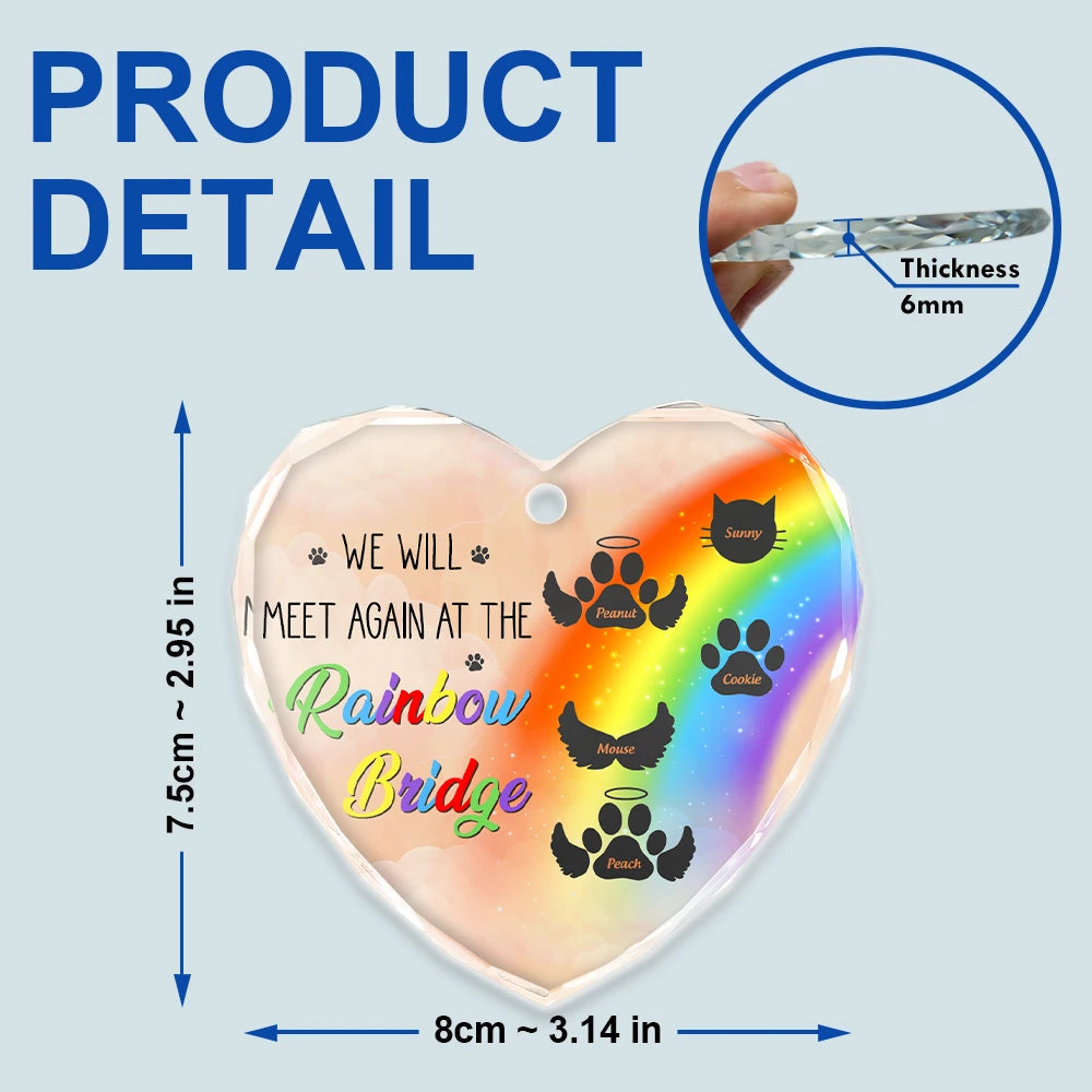Ornement Commémoratif Personnalisé Chien & Chat – A Piece Of My Heart Is At The Rainbow Bridge | Cœur en Verre