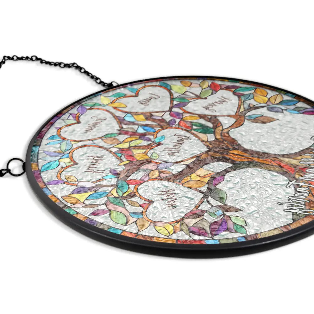Attrape-Soleil Arbre de Vie Personnalisé – Suncatcher Vitrail Famille