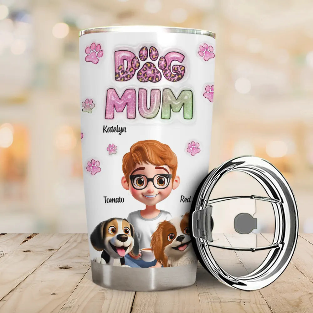 Tumbler Personnalisé Dog Mom 3D – Cadeau Unique pour Amoureux des Chiens
