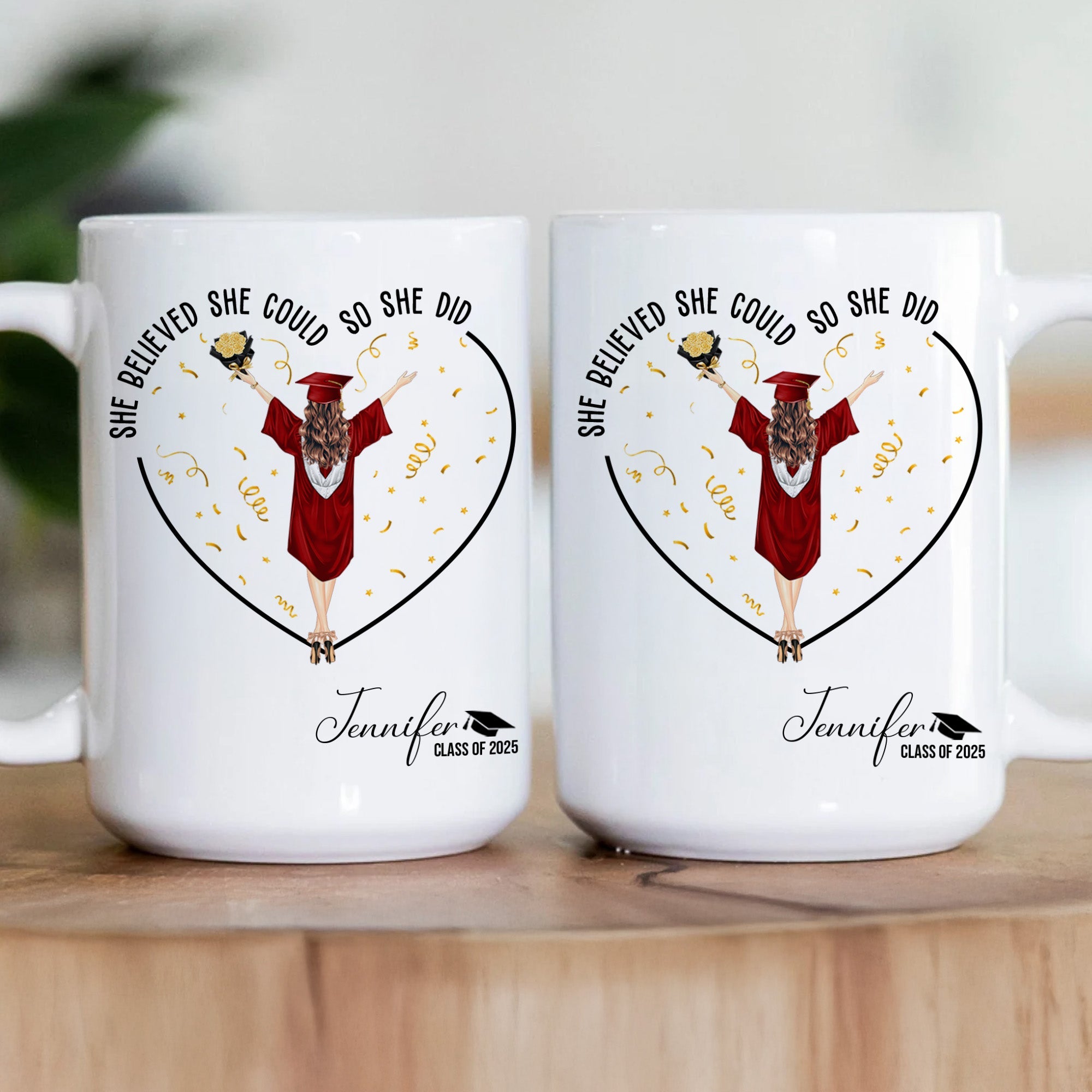 Tasse Personnalisée « She Believed She Could So She Did » | Cadeau Motivant