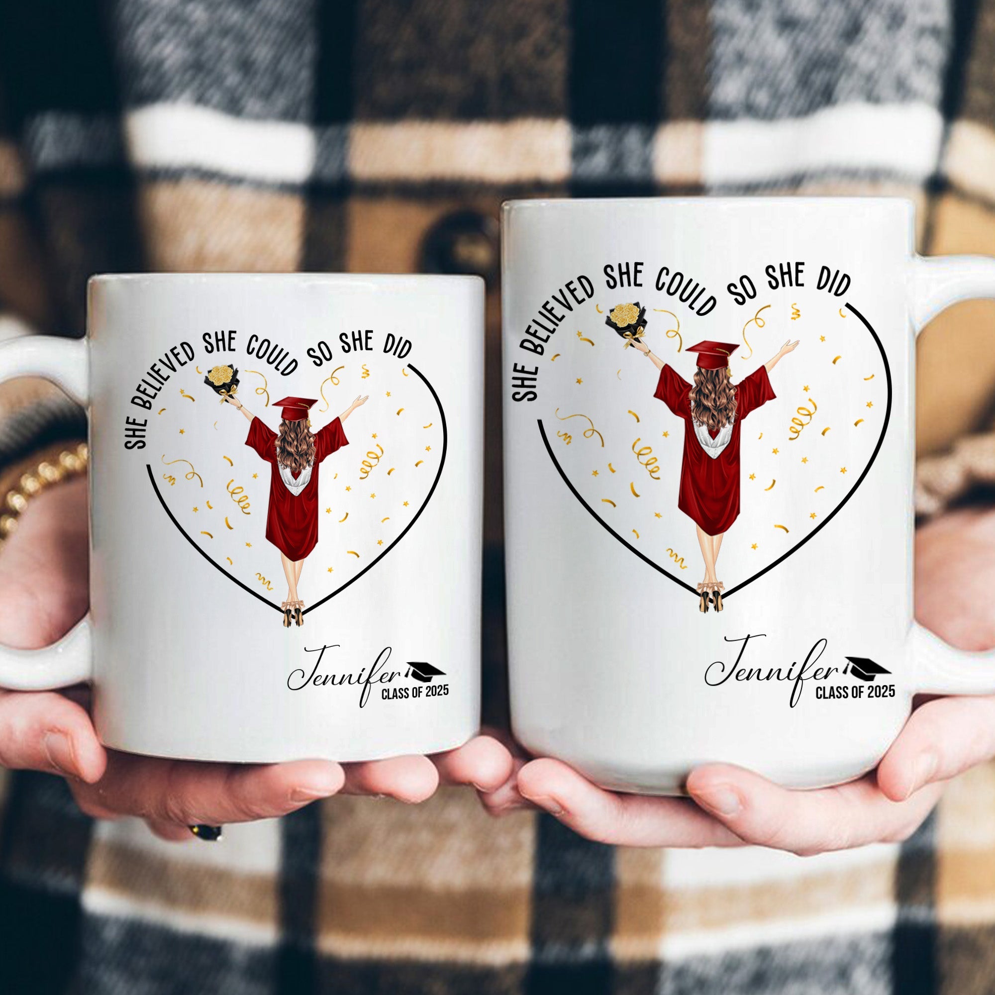 Tasse Personnalisée « She Believed She Could So She Did » | Cadeau Motivant