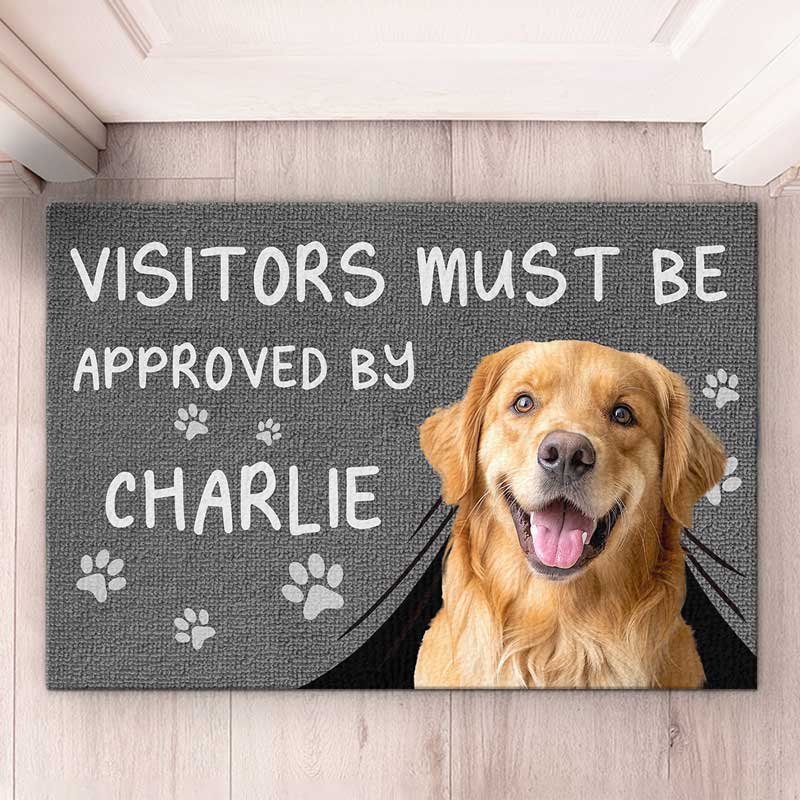 Paillasson Personnalisé avec Photo – Visitors Must Be Approved By This Dog/Cat | Décoration Maison Originale