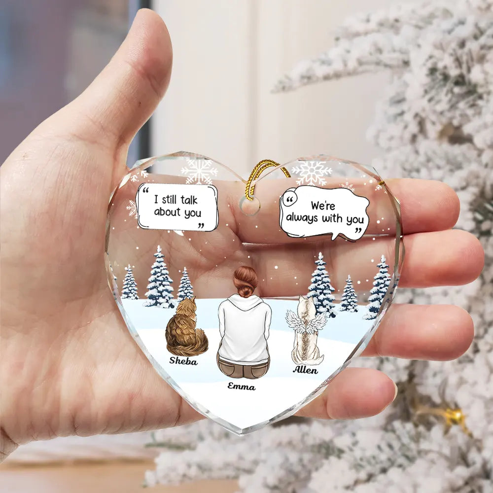 Ornement cœur en verre personnalisé – “I Miss You” mémorial chien ou chat, souvenir perte animal