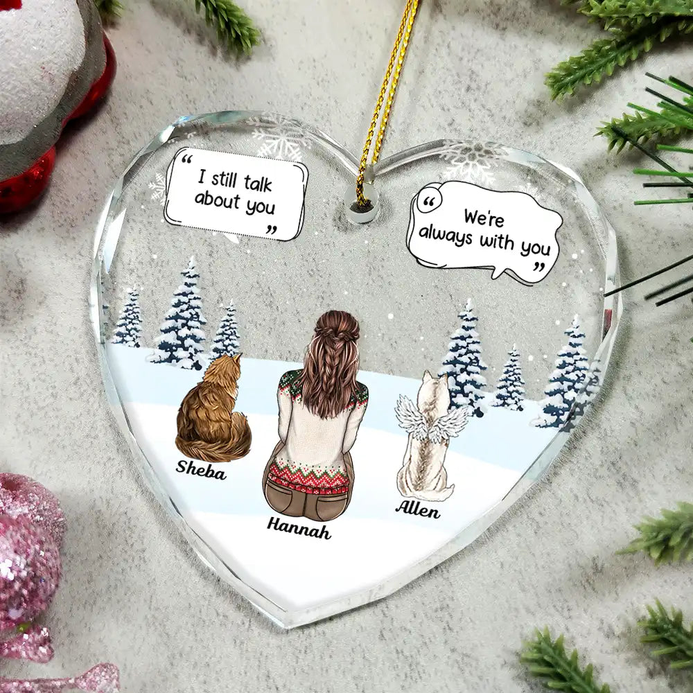 Ornement cœur en verre personnalisé – “I Miss You” mémorial chien ou chat, souvenir perte animal
