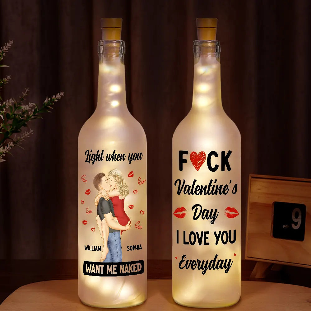 Bouteille Lumineuse Personnalisée – Kissing Couple I Love You Everyday | Cadeau Romantique Unique