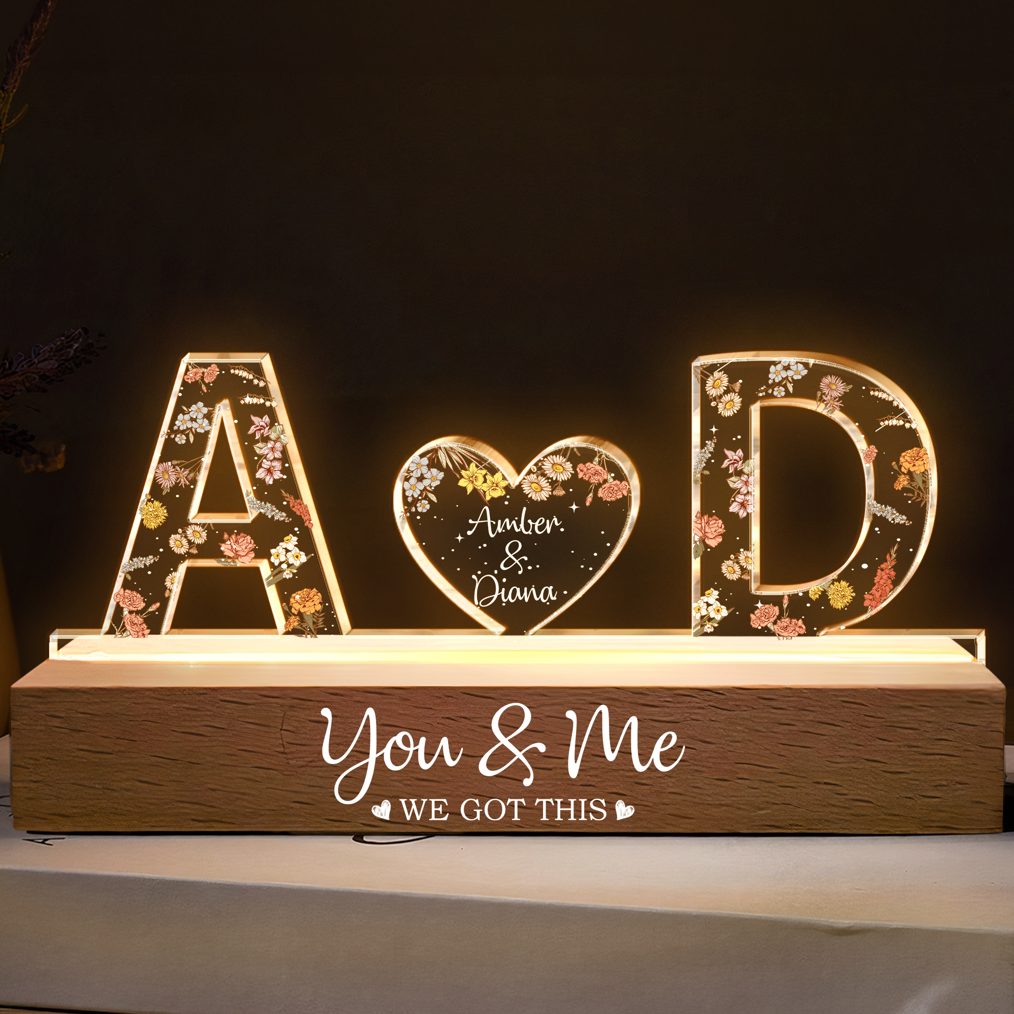 Veilleuse LED Personnalisée « You & Me We Got This » | Cadeau Lumineux avec Nom