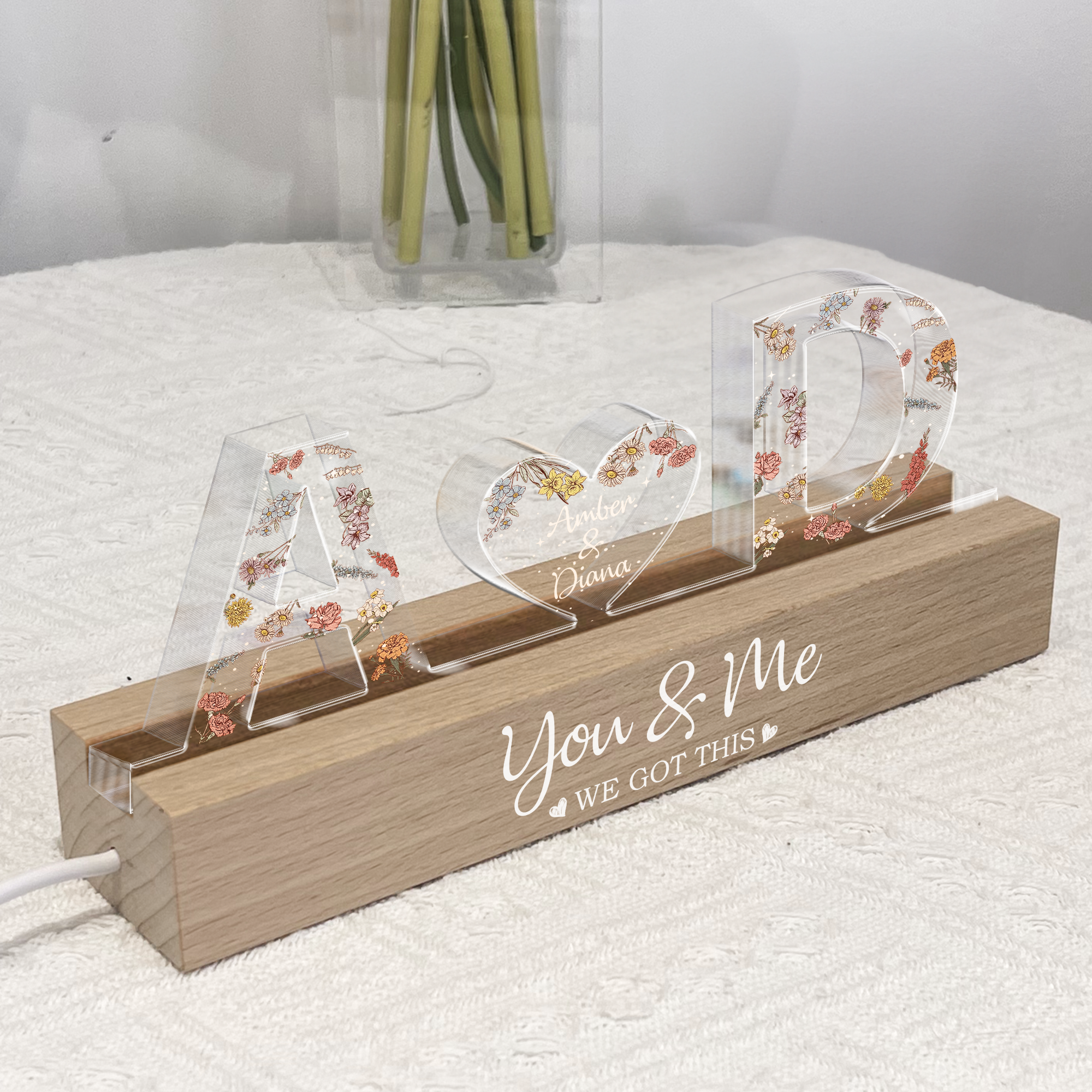 Veilleuse LED Personnalisée « You & Me We Got This » | Cadeau Lumineux avec Nom