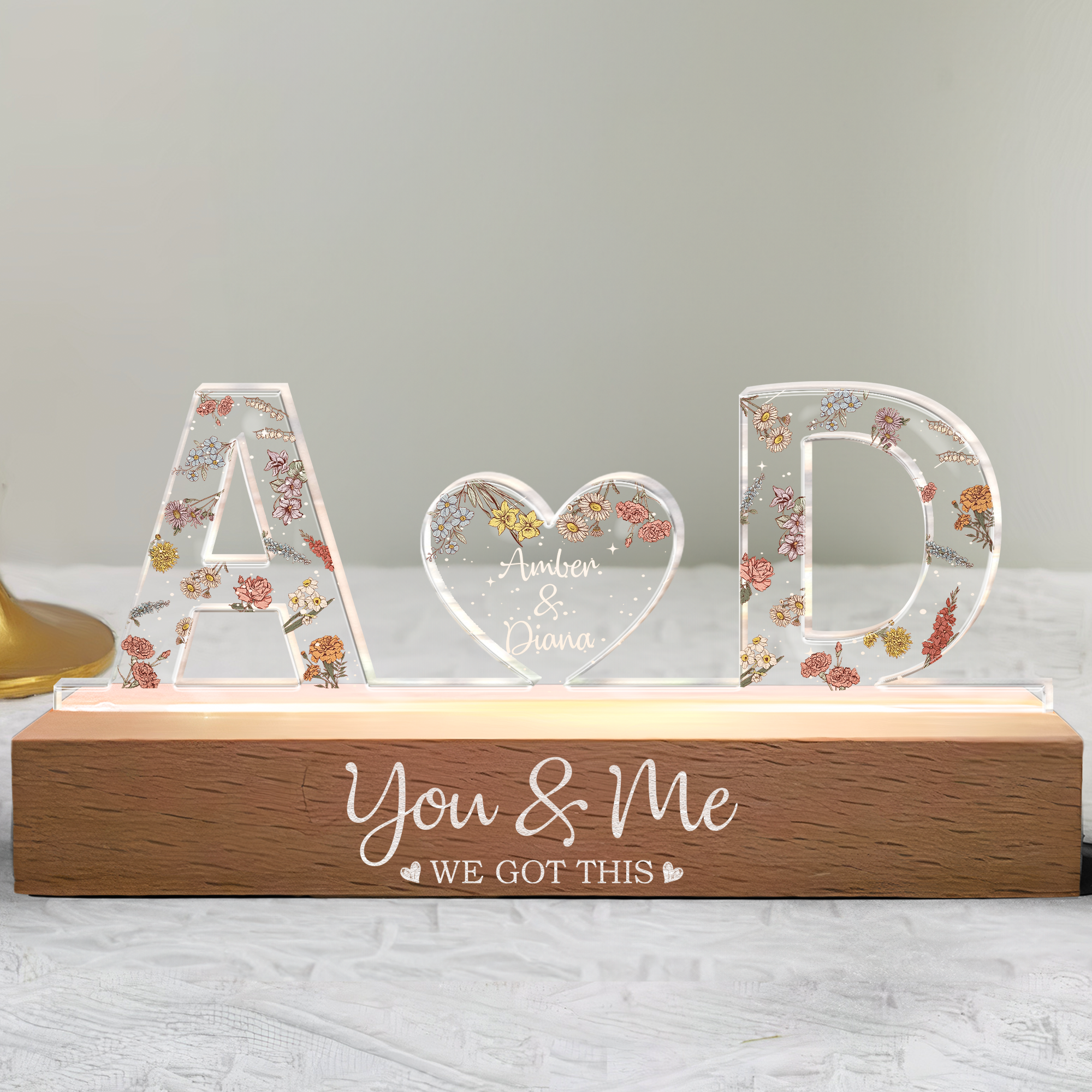 Veilleuse LED Personnalisée « You & Me We Got This » | Cadeau Lumineux avec Nom